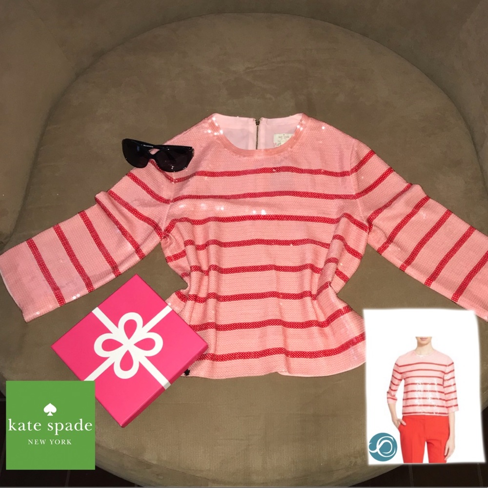 Kate Spade live colorfully pink sequin top size 6